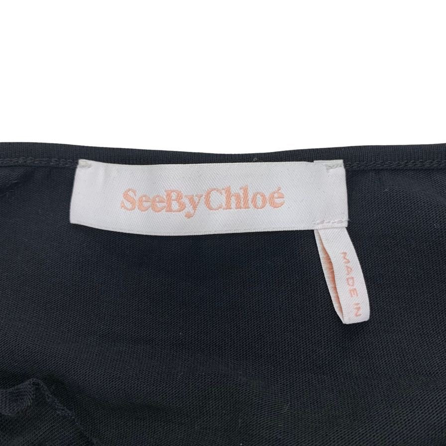 極美品◆シーバイクロエ 半袖Tシャツ フリル ブラック レディース サイズXS See By Chloe 【AFB47】