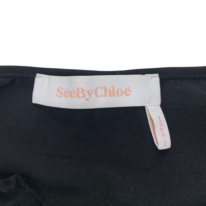極美品◆シーバイクロエ 半袖Tシャツ フリル ブラック レディース サイズXS See By Chloe 【AFB47】