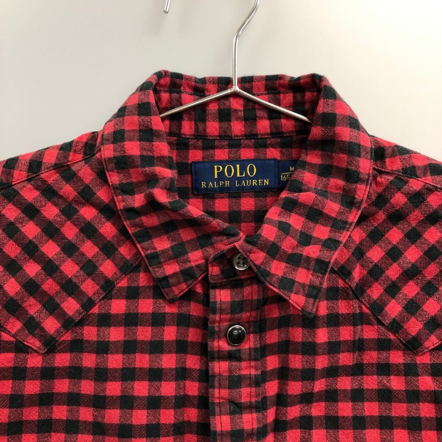 美品◆ポロ ラルフローレン 長袖シャツ チェック スナップボタン レッド サイズM メンズ POLO RALPH LAUREN 【AFB12】