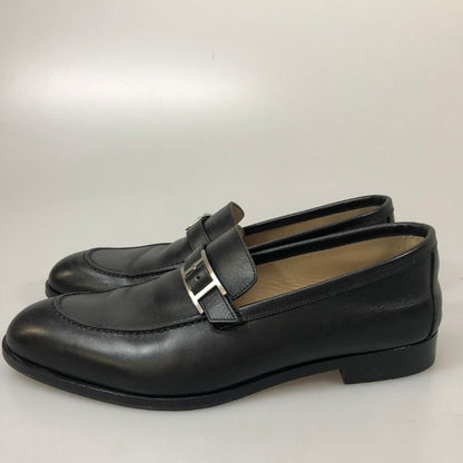エルメス ローファー バックル ZH2109 カーフ ブラック メンズ サイズ42 HERMES 約27.0cm【PTM1】