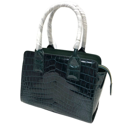 サンポー  クロコ ハンド ショルダーバッグ グリーン   三宝【AFE10】