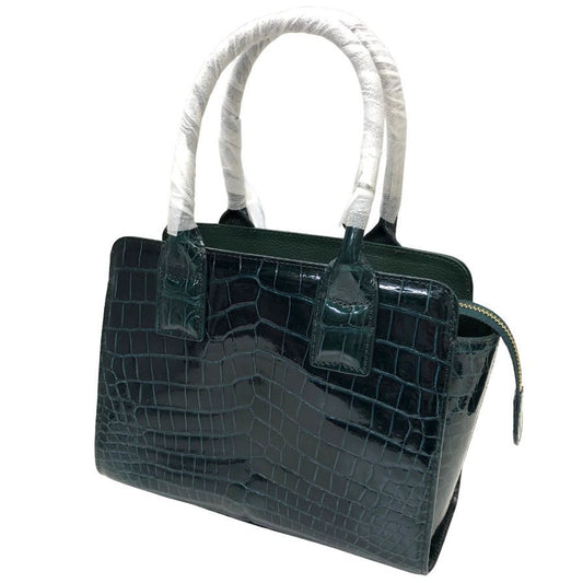 サンポー  クロコ ハンド ショルダーバッグ グリーン   三宝【AFE10】