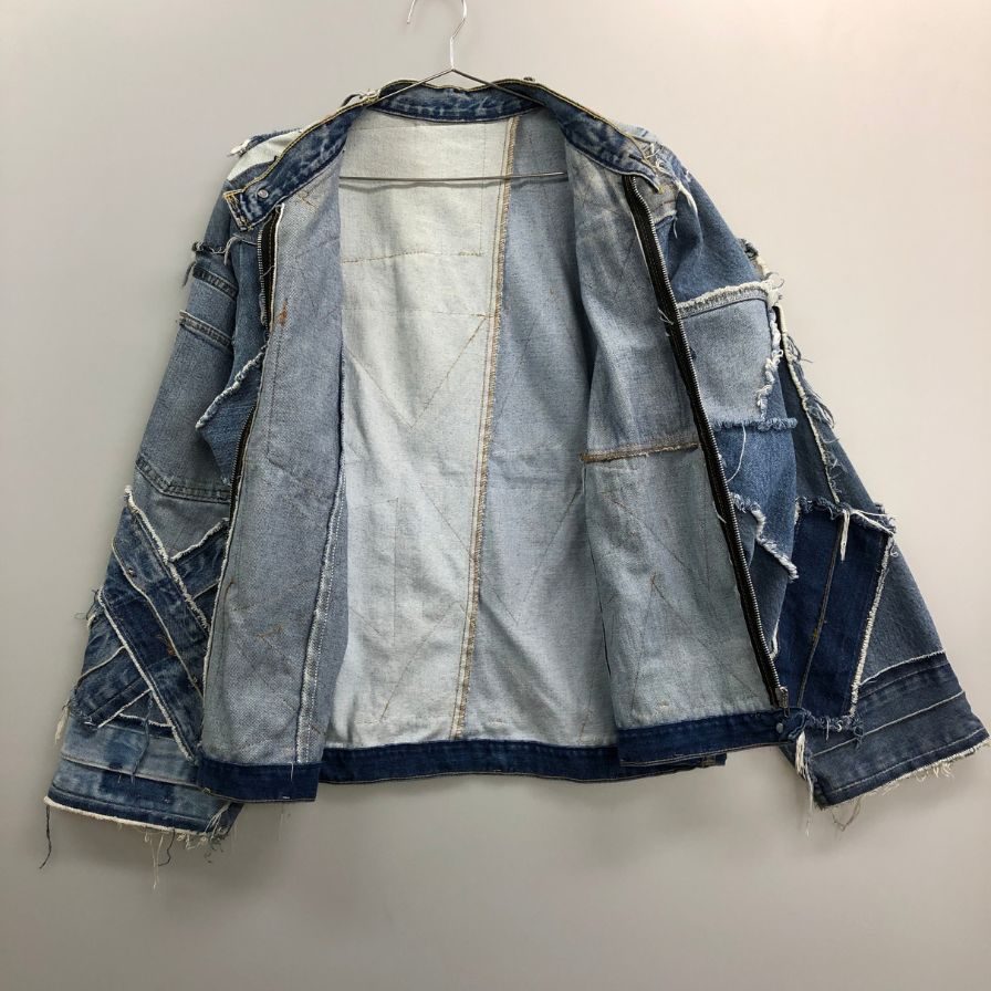 美品◆ノーブランド 再構築 リメイク デニム ジャケット ブルー サイズ不明 【AFB36】