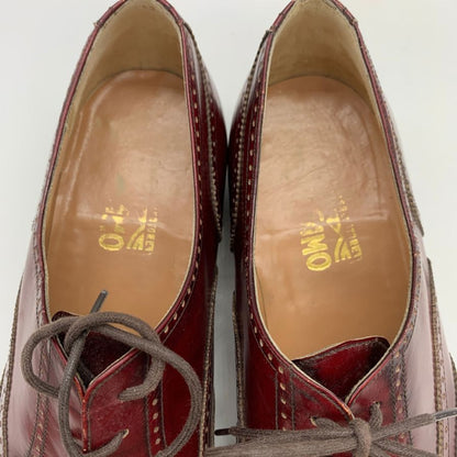 サルヴァトーレフェラガモ レザーシューズ フルブローグ ガラスレザー バーガンディ メンズ サイズ12C Salvatore Ferragamo 約30.0cm【AFC1】
