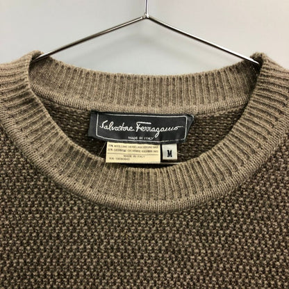 極美品◆サルヴァトーレフェラガモ ニット セーター ウール カシミヤ グレー メンズ サイズM Salvatore Ferragamo 【AFB6】