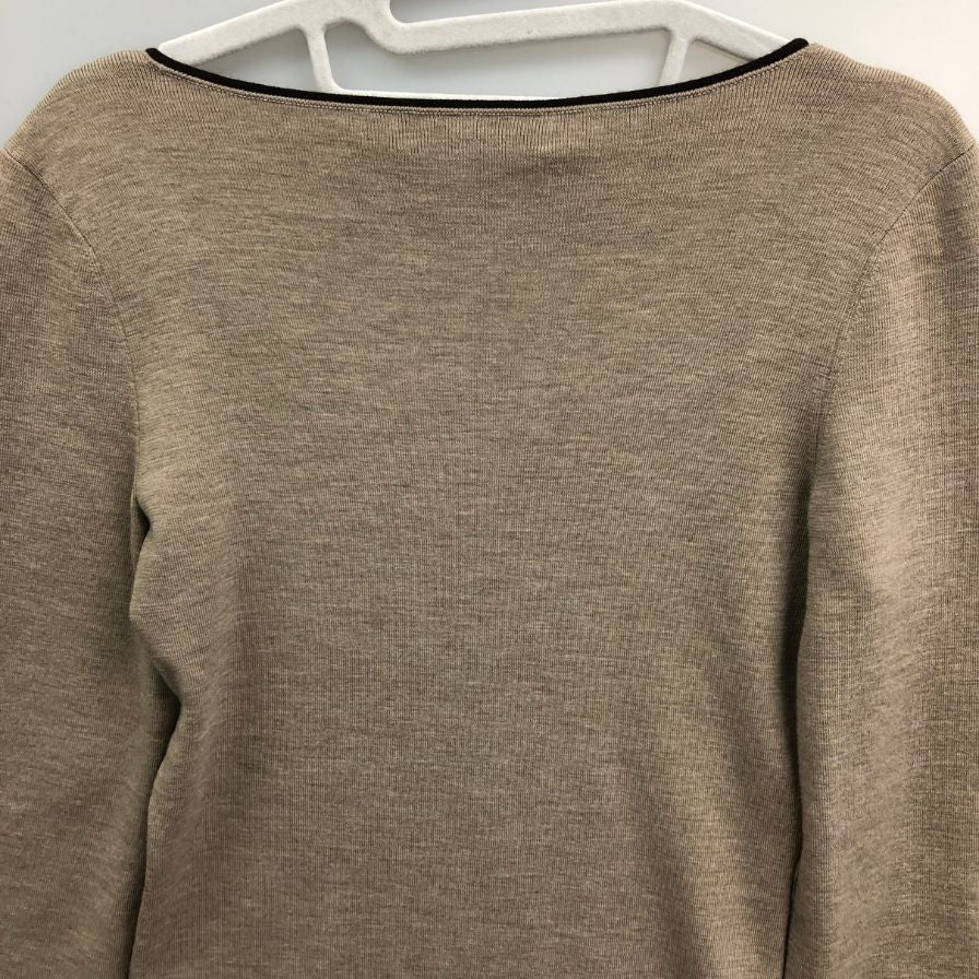 極美品◆フォクシー ニット トップス 袖刺繍 ウール100% 27324 レディース サイス38 ブラウン FOXEY 【AFB37】