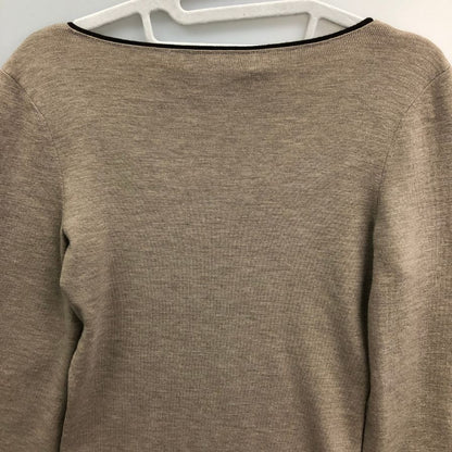 極美品◆フォクシー ニット トップス 袖刺繍 ウール100% 27324 レディース サイス38 ブラウン FOXEY 【AFB37】