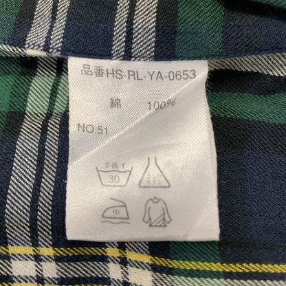 美品◆ラルフローレン バンドカラーシャツ 90S オールド タータンチェック ネイビー系 メンズ サイズM Ralph Lauren 【AFB4】