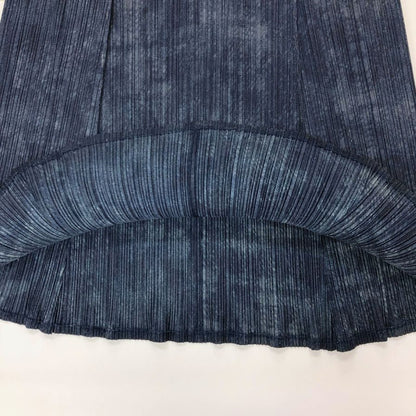 プリーツプリーズ イッセイミヤケ フレアロングスカート デニム転写 ネイビー レディース サイズ4 PP53-JG516 PLEATS PLEASE ISSEY MIYAKE【AFB1】