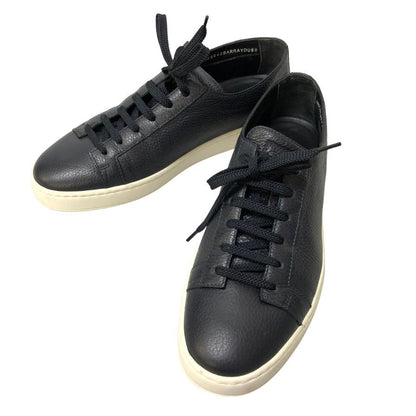 サントーニ レザースニーカー グレインレザー メンズ ネイビー サイズUK8 Santoni 約27.0cm【AFC5】