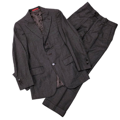 イザイア スーツ セットアップ ウール ストライプ ブラウン サイズ42 メンズ ISAIA【AFB34】