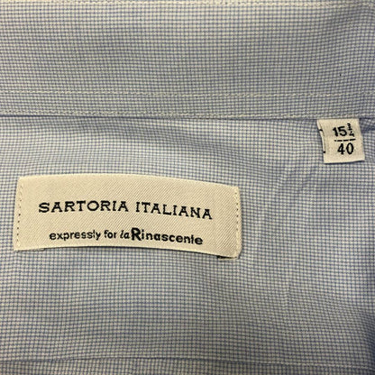 極美品◆サルトリア イタリアーナ ワイシャツ ブルー系 メンズ サイズ40 sartoria italiana 【AFB38】