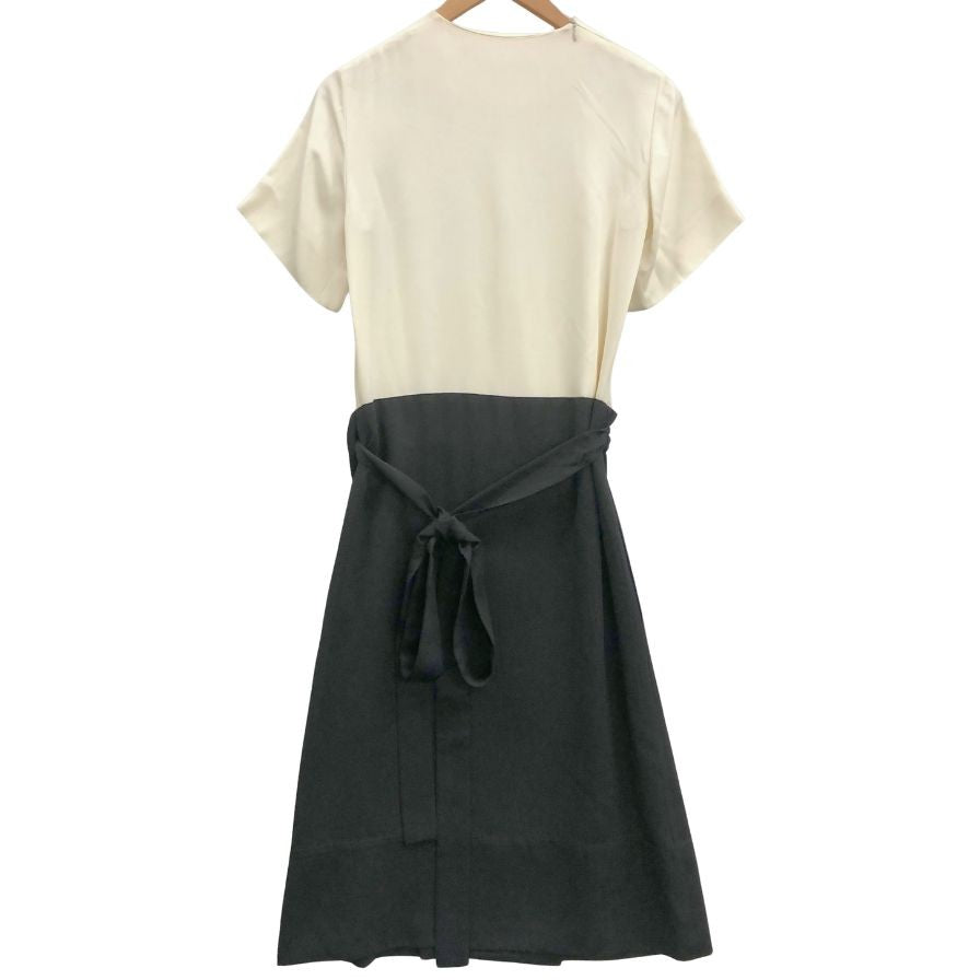 美品◆セリーヌ バイカラーワンピースドレス  国内正規品 MODELE DEPOSE 6Q33 4632 レディース サイズ34 ブラック×ホワイト CELINE 【AFB5】