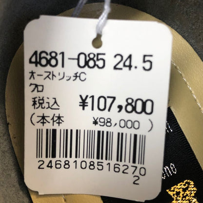 新宿屋 レザーパンプス オーストリッチ 4581-085 ブラック 24cm レディース shinjukuya 約24.0cm【7F1】