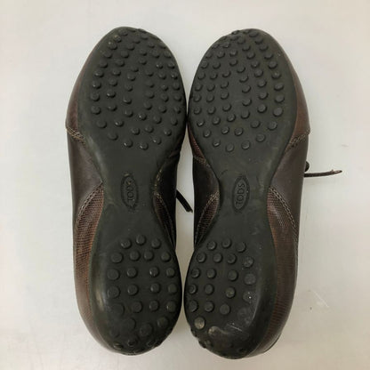 トッズ ドライビングシューズ レザースニーカー リザード型押し×カーフ コンビ ブラウン レディース サイズ36.5 TOD’S 約23.5cm【AFC31】
