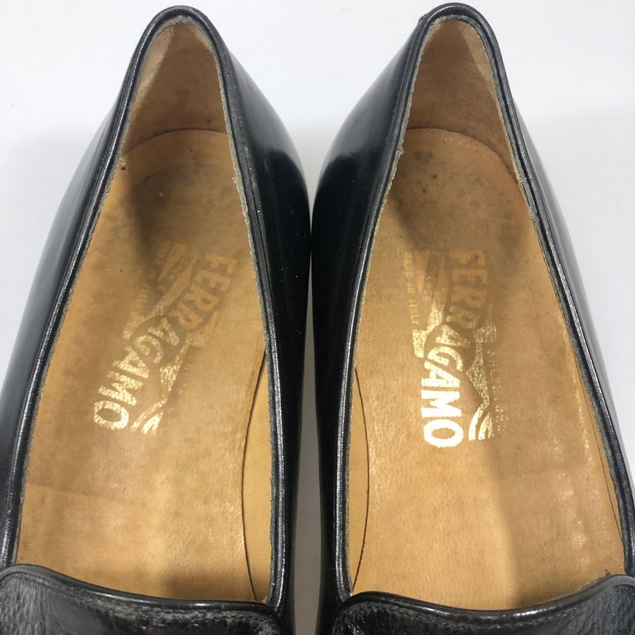 フェラガモ タッセルローファー パイソン ブラック メンズ サイズ6.5 Salvatore Ferragamo 約25.0cm【AFC33】