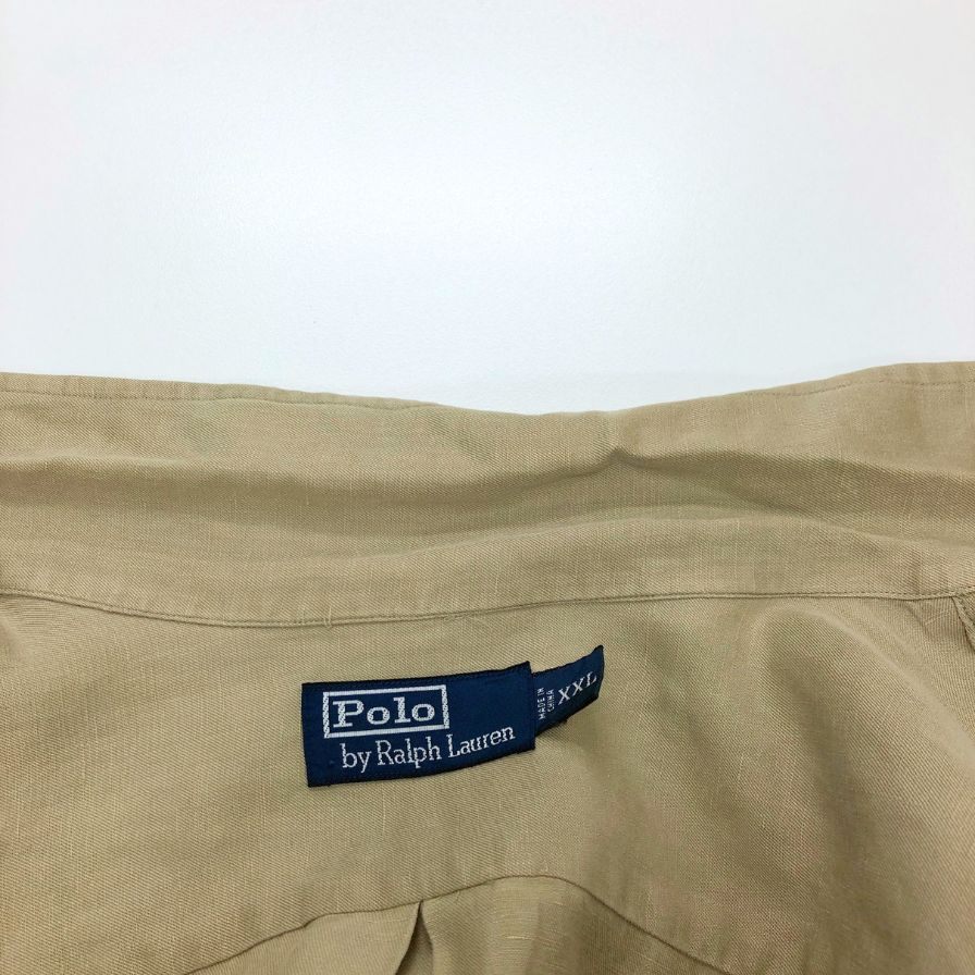 美品◆ポロ ラルフローレン ヴィンテージ開襟シャツ ベージュ メンズ サイズXXL POLO RALPH LAUREN 【AFB6】