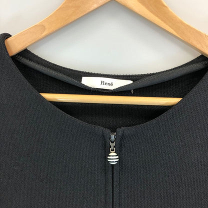 美品◆ルネ ワンピース 半袖 レーヨン フレア 6622510 ブラック レディース サイズ38 Rene 【AFB4】