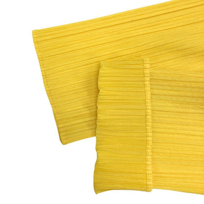 美品◆プリーツプリーズ イッセイミヤケ カーディガン 1B イエロー レディース サイズ3 PP01-JO126 PLEATS PLEASE ISSEY MIYAKE 【AFB17】