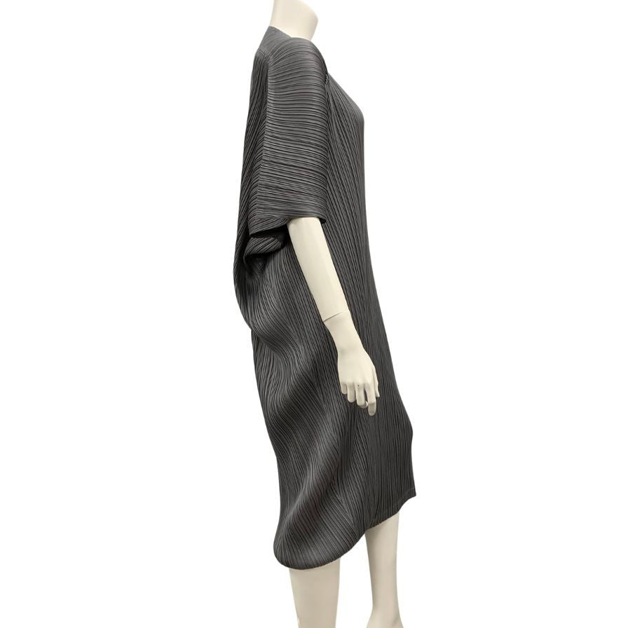 極美品◆イッセイミヤケ プリーツプリーズ ワンピース  PP43JH494 グレー レディース サイズ5 ISSEY MIYAKE PLEATS PLEASE 【AFB45】