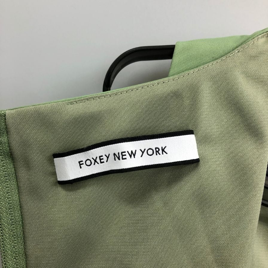 美品◆フォクシーニューヨーク ノースリーブフレアワンピース 34551-NA0FY106T レディース グリーン  サイズ40 FOXEY NEW YORK 【AFB36】