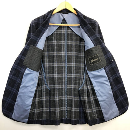 中古◆ブリオーニ 2B ウールジャケット ブルーチェック サイズXS メンズ イタリア製 Brioni 【AFB36】