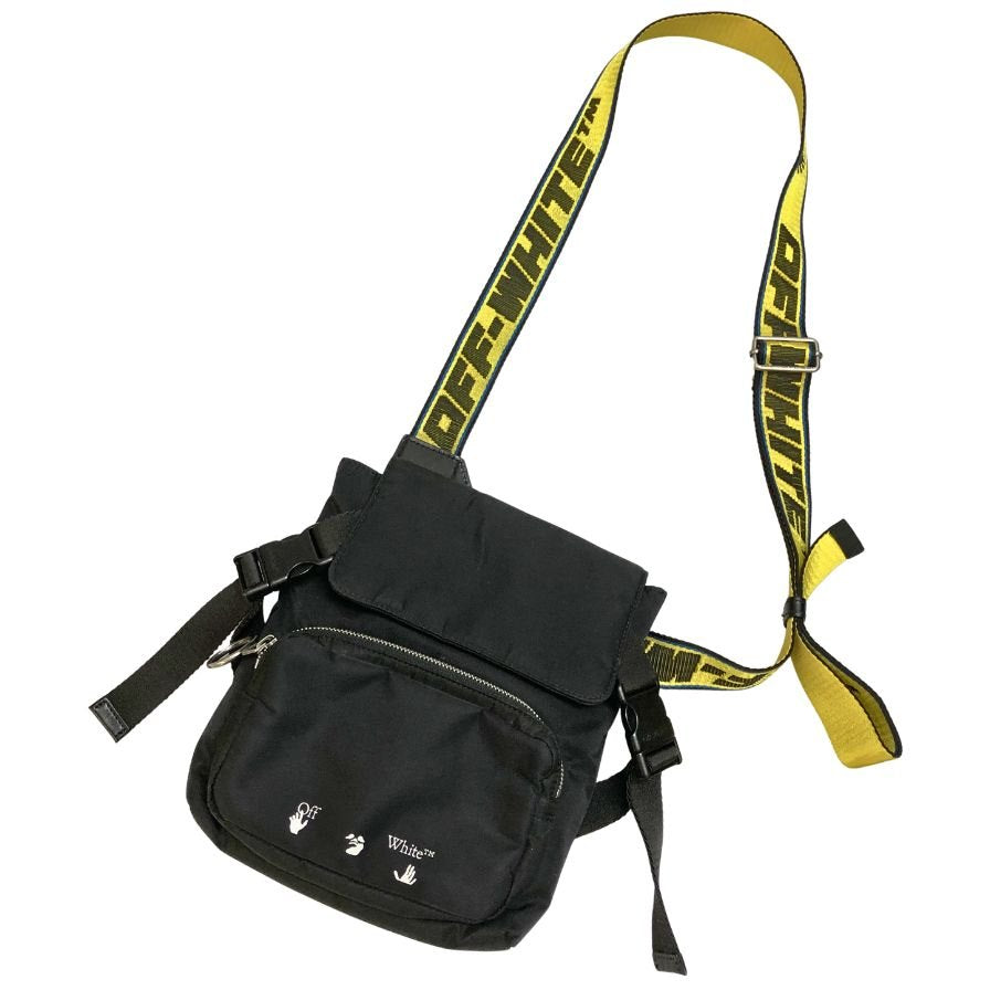 オフホワイト ショルダーバッグ  ナイロン ファスナー メンズ ブラック×イエロー  Off White【AFE6】