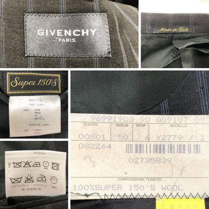 ジバンシー パリ セットアップ スーツ 3B Super150'S ウール100% メンズ サイズ50 グレー GIVENCHY PARIS【AFA3】