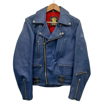 中古◆666 トリプルシックス ダブルライダース イングランド製 初期 ヴィンテージ 死神タグ ターコイズブルー サイズ34 TRIPLE SIX 【AFA6】