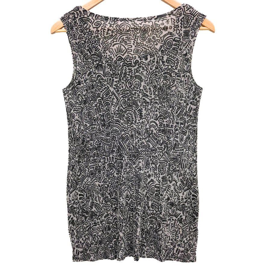 極美品◆プリーツプリーツ イッセイミヤケ ノースリーブワンピース 総柄 サイズ3 レディース PP91-FK342 PLEATS PLEASE ISSEY MIYAKE 【AFB39】