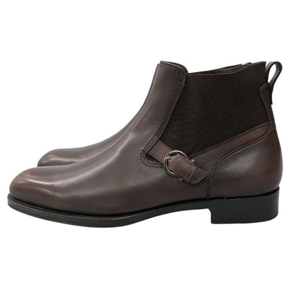 サルヴァトーレフェラガモ サイドゴアブーツ ストラップ ベルト レザー ブラウン サイズ11.5D Salvatore Ferragamo 約29.5cm【AFC43】