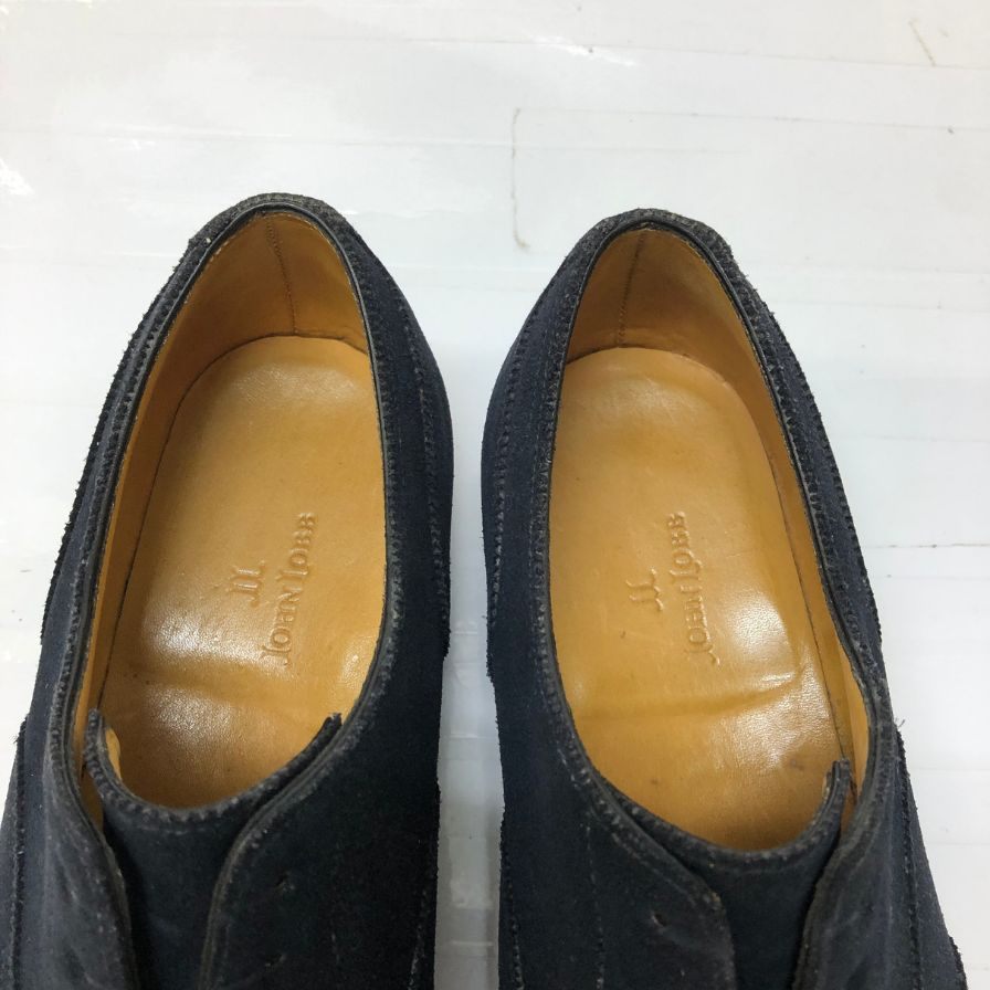 ジョンロブ ウィドナー  内羽根 スウェード メンズ6E ネイビー JOHN LOBB ビジネスシューズ 約24.5cm【LA】【中古】