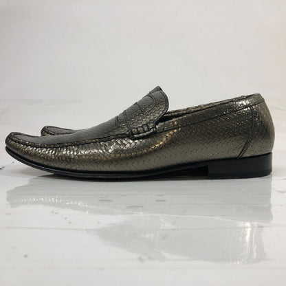 ドルチェ＆ガッパーナ ローファー CA1649 5378 レザー シルバー サイズ7 メンズ DOLCE&GABBANA 約26.0cm【AFC35】