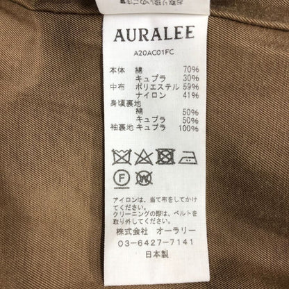 美品◆オーラリー トレンチコート ダブル WASHED FINX CUPRO TWILL LONG COAT ベージュ メンズ サイズ4 A20AC01FC AURALEE 【AFA22】