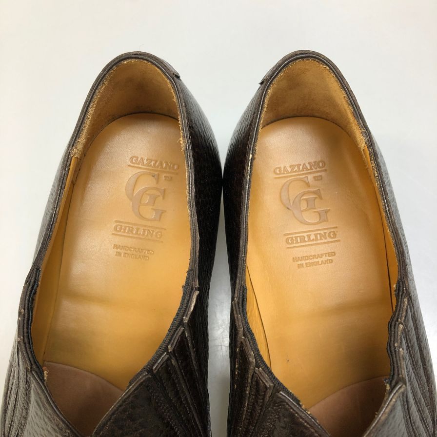 ガジアーノ&ガーリング レザーシューズ サイドエラスティック メンズ ブラウン サイズ8.5 GAZIANO&GIRLING 約27.0cm【AFC30】