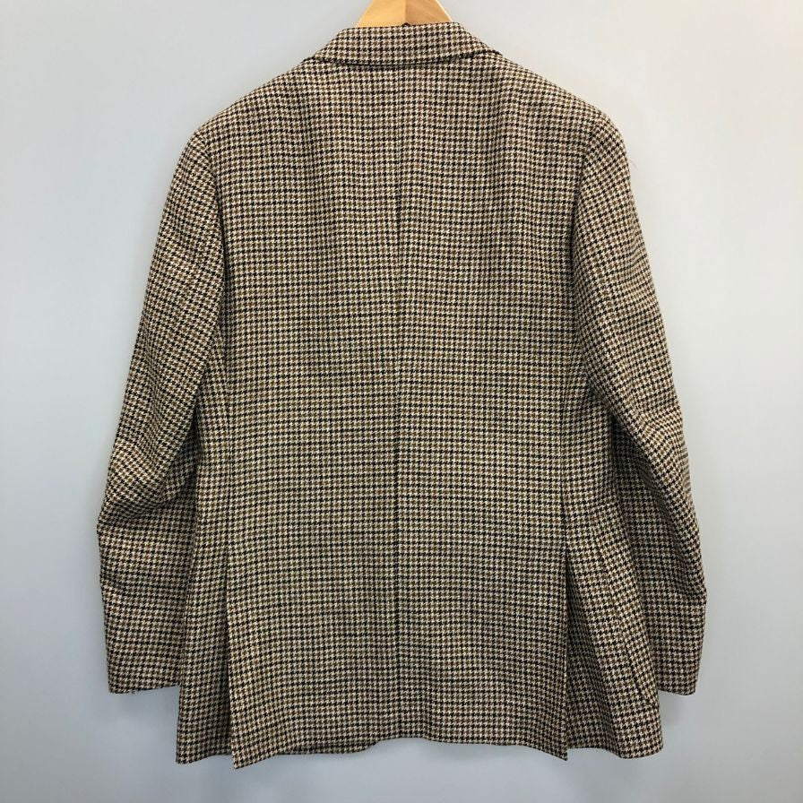 極美品◆トゥモローランド テーラードジャケット PILGRIM  ウール リネン シルク  ハウンドトゥース柄 ブラウン系 メンズ サイズ46 tomorrowland 【AFB12】