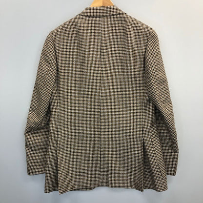 極美品◆トゥモローランド テーラードジャケット PILGRIM  ウール リネン シルク  ハウンドトゥース柄 ブラウン系 メンズ サイズ46 tomorrowland 【AFB12】