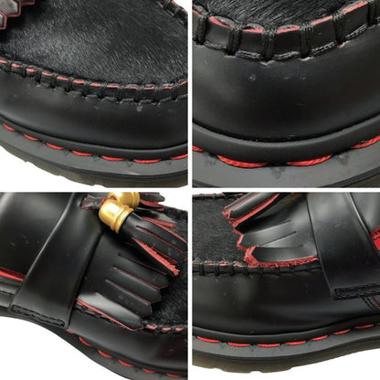 ドクターマーチン 24SS タッセルローファー エイドリアン ハラコ×レザー ブラック×レッド YEAR OF THE DRAGON レディース UK8 Dr. Martens 約27.0cm【AFD8】