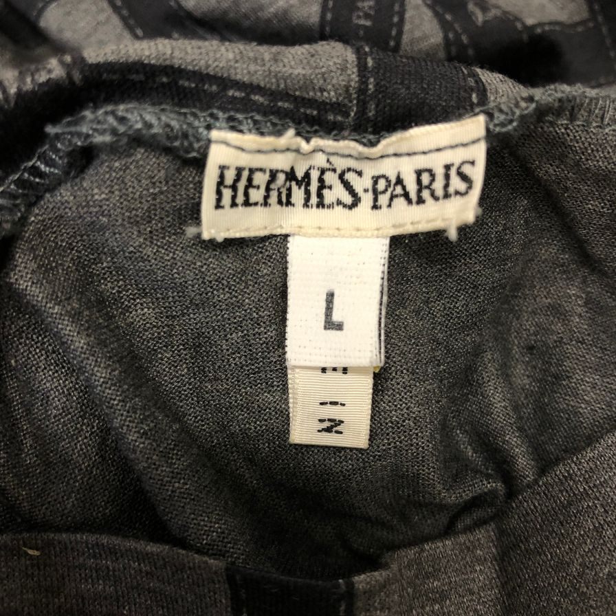 美品◆エルメス マルジェラ期 長袖Tシャツ ハイネック ボルデュック グレー レディース サイズL HERMES 【AFB41】