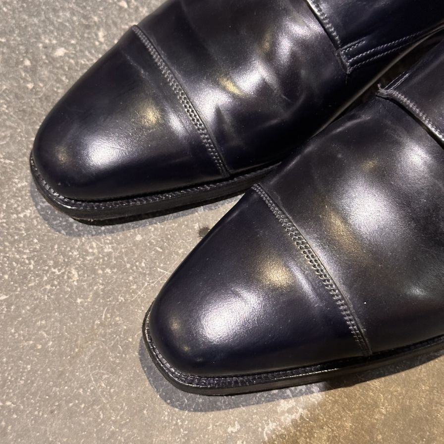 クロケット&ジョーンズ レザーシューズ LOWNDES ダブルモンク コードバン ネイビー  348ラスト サイズUK7E CROCKETT&JONES ビジネスシューズ 約25.5cm【LA】【中古】