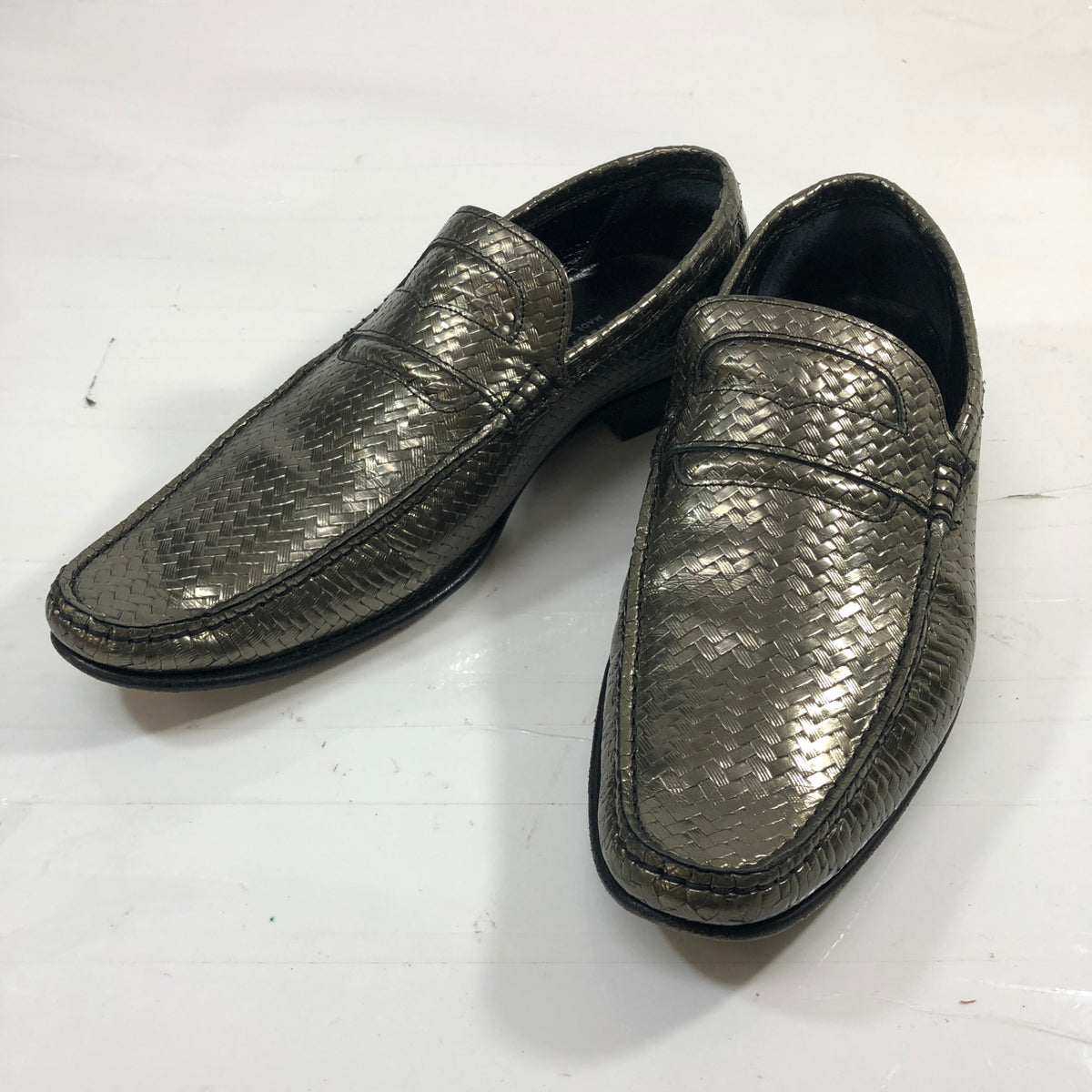 ドルチェ＆ガッパーナ ローファー CA1649 5378 レザー シルバー サイズ7 メンズ DOLCE&GABBANA 約26.0cm【AFC35】