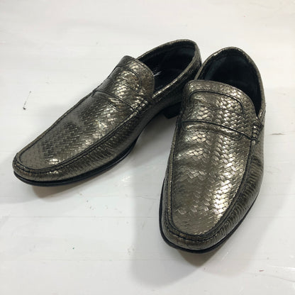 ドルチェ＆ガッパーナ ローファー CA1649 5378 レザー シルバー サイズ7 メンズ DOLCE&GABBANA 約26.0cm【AFC35】