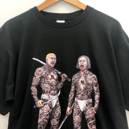 極美品◆魁組 サキガケグミ 半袖Tシャツ ダウンタウン メンズ サイズXL ブラック 【AFB11】