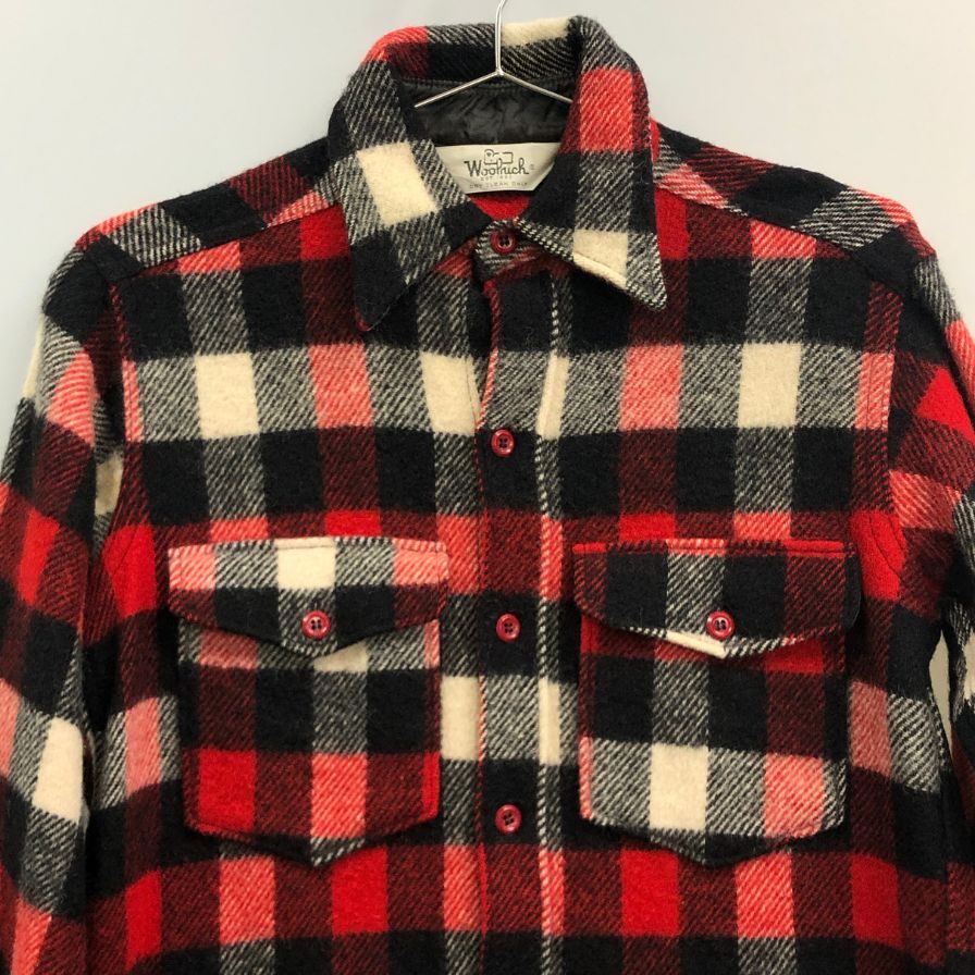 美品◆ウールリッチ シャツジャケット 70年代 三角タグ チェック ウール メンズ サイズS wool rich 【AFA16】