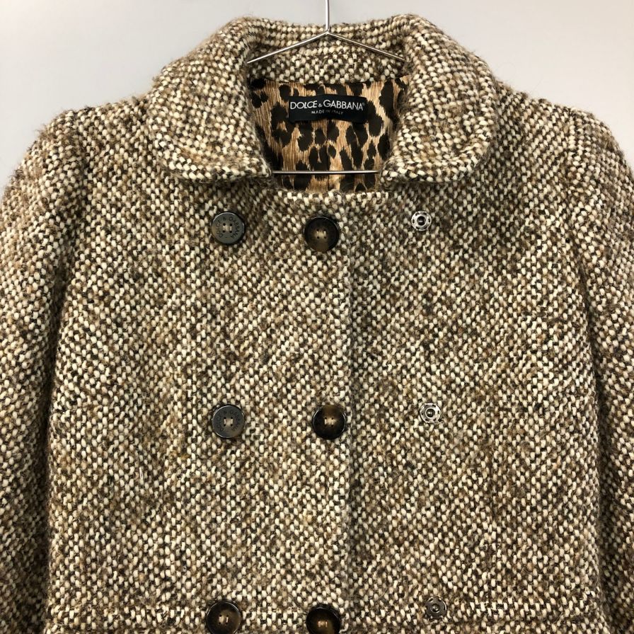 中古◆ドルチェ＆ガッパーナ ウール ツィードコート レディース ベージュ系 サイズ38 DOLCE&GABBANA 【AFA13】