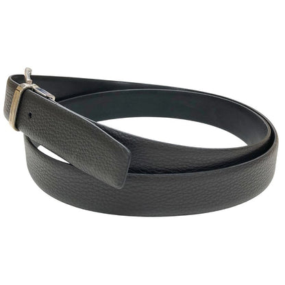 エルメネジルド ゼニア レザーベルト 本革 バックル ブラック シルバー Ermenegildo Zegna【AFI4】