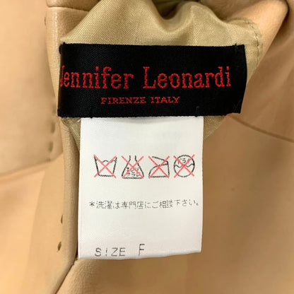 極美品◆ジェニファーレオナルディ ハーフコート ベージュ フリーサイズ ラムレザー レディース Jennifer Leonardi 【AFG1】