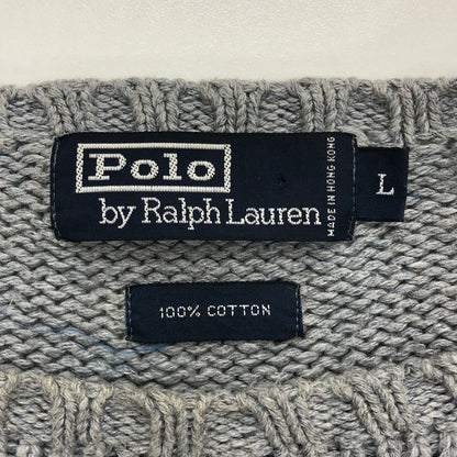 中古◆ポロ ラルフローレン ハンドニット グレー コットン メンズ サイズL Polo Ralph Lauren 【AFB38】