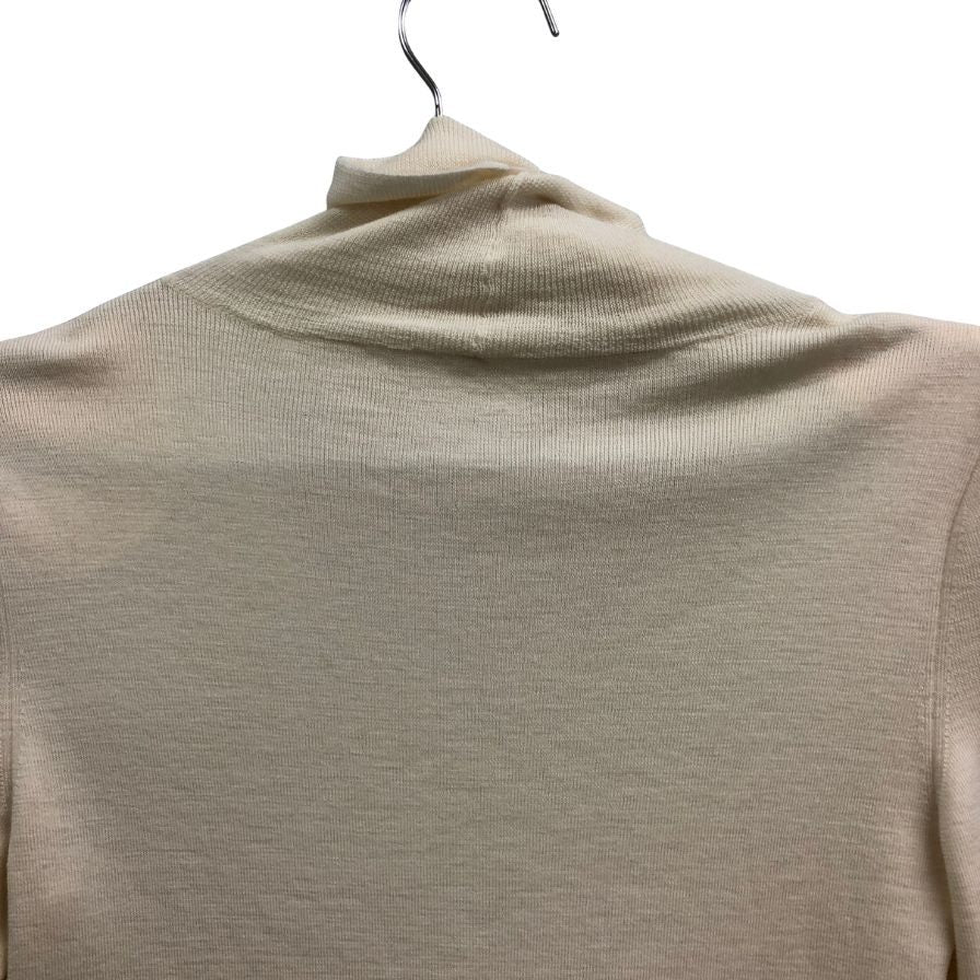 美品◆フォクシー ハイネック セーター トップス 肩パット付 ウール100% 33631 レディース サイズ38 ホワイト FOXEY 【AFB38】