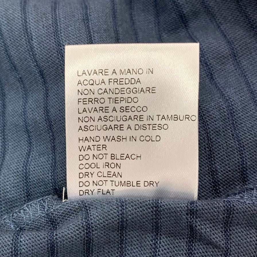 美品◆ロベルトコリーナ 長袖Tシャツ ボーダー グラデーション コットン 丸首 ブルー メンズ サイズ48 roberto collina 【AFB5】